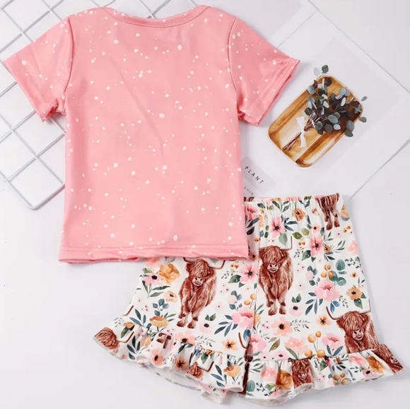 🐮2pcs Toddler Girls  Cow Print top and bottom set 2-3Y - Picture 2 of 5